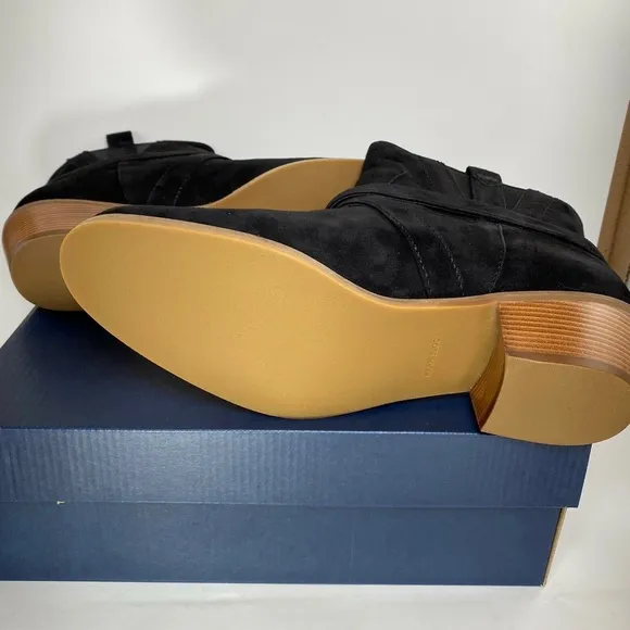 Cole Haan Jensynn Ankle Boots Black Suede Leather Fashion Booties Block Heel
