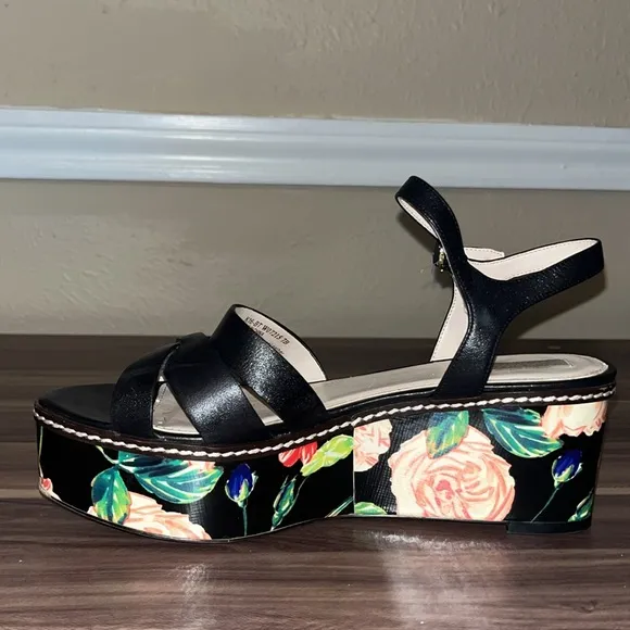 Cole Haan Jianna Floral Platform Sandals - Black