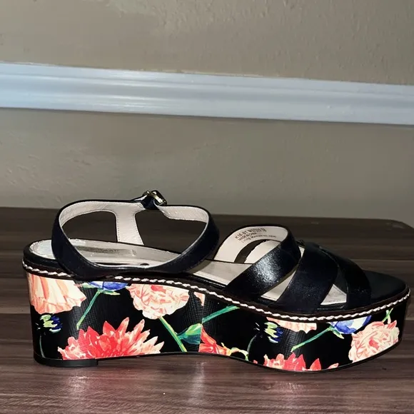 Cole Haan Jianna Floral Platform Sandals - Black