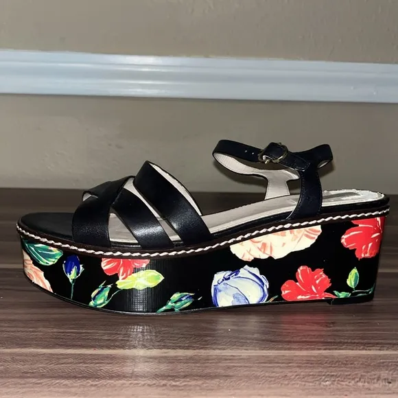 Cole Haan Jianna Floral Platform Sandals - Black