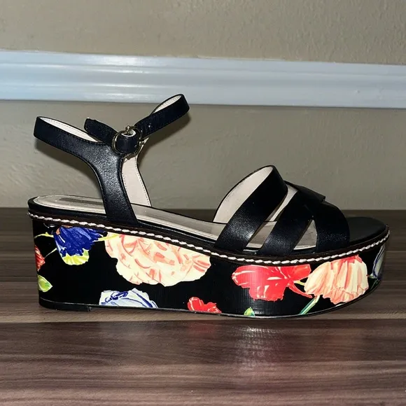 Cole Haan Jianna Floral Platform Sandals - Black