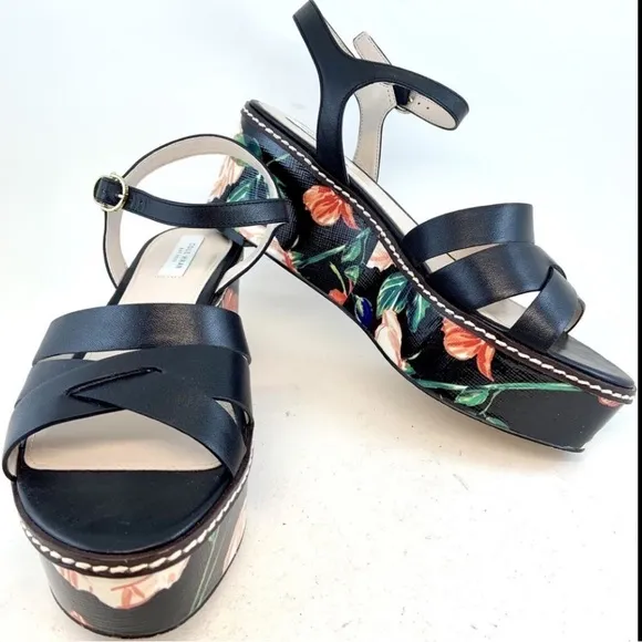Cole Haan Jianna Floral Platform Sandals - Black