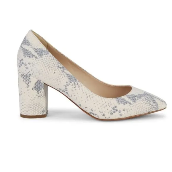 Cole Haan Karena Embossed-Snakeskin Suede Block Heel Pumps Size 8.5M NWT
