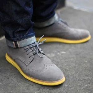 COLE HAAN LUNARGRAND GREY SUEDE OXFORD SHOES 396