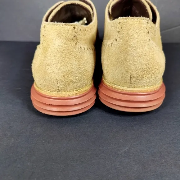 Cole Haan Lunargrand Wingtip Oxford  Taupe Suede Lace Up Men's Size 10M