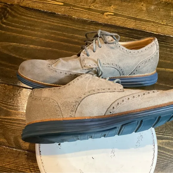 Cole Haan Men's Gray Suede Oxford Shoes pre loved