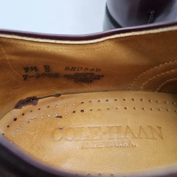 Cole Haan Men's Size 9.5 D VTG GUC USA Made Burgundy Calfskin Oxford Dress Shoes