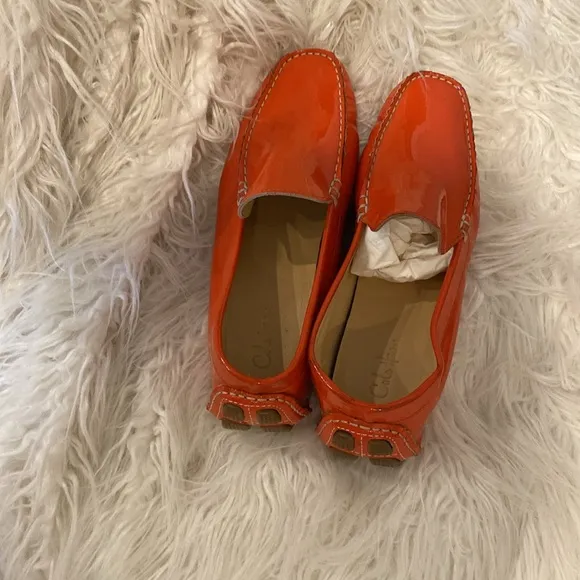 Cole Haan orange patent leather driving shoes size 8 GC