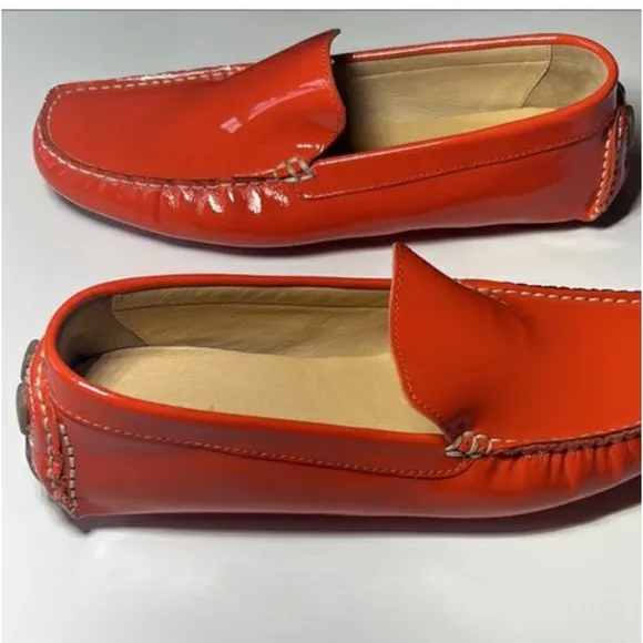 Cole Haan orange patent leather driving shoes size 8 GC
