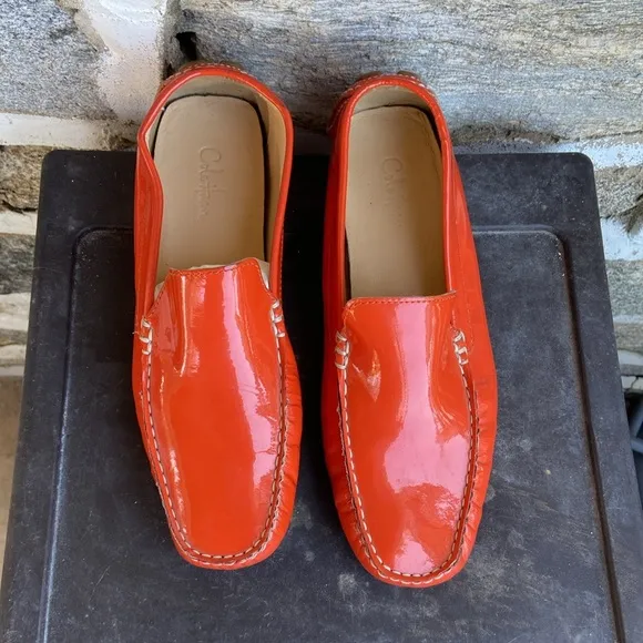Cole Haan orange patent leather driving shoes size 8 GC