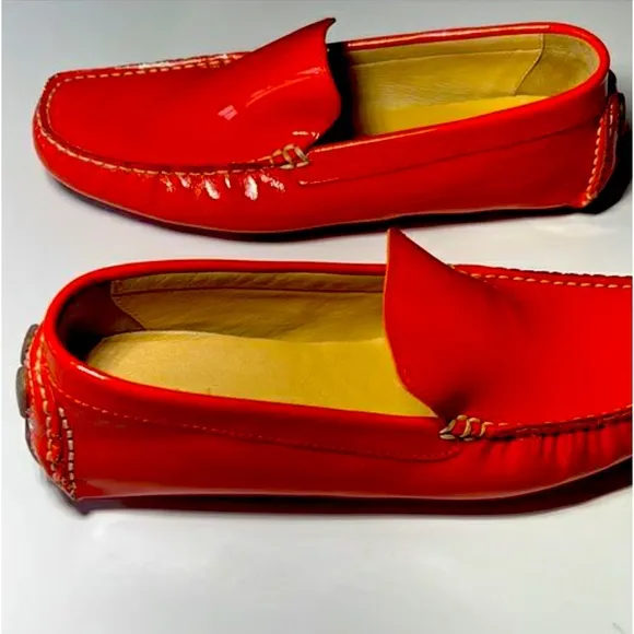 Cole Haan orange patent leather driving shoes size 8 GC