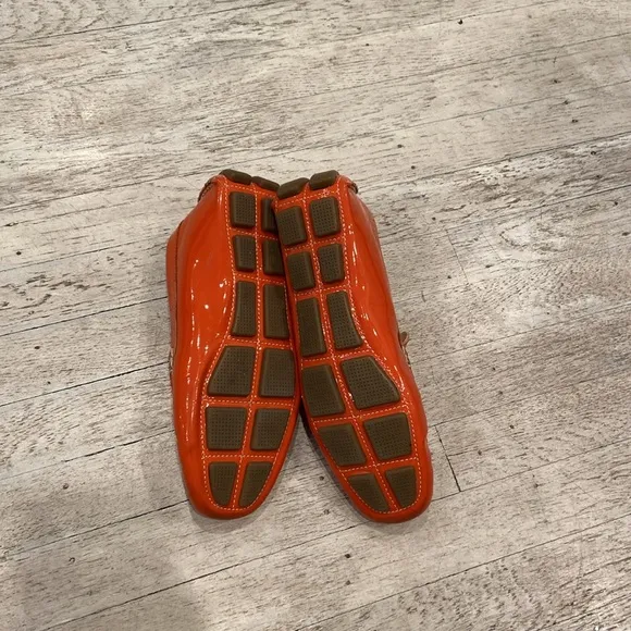 Cole Haan orange patent leather driving shoes size 8 GC