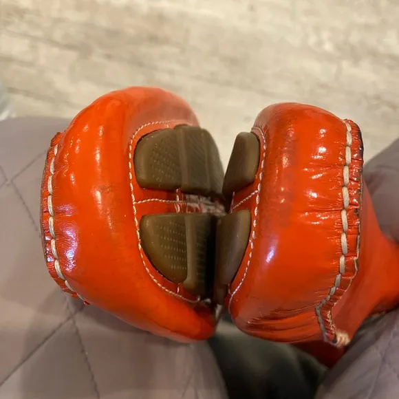 Cole Haan orange patent leather driving shoes size 8 GC