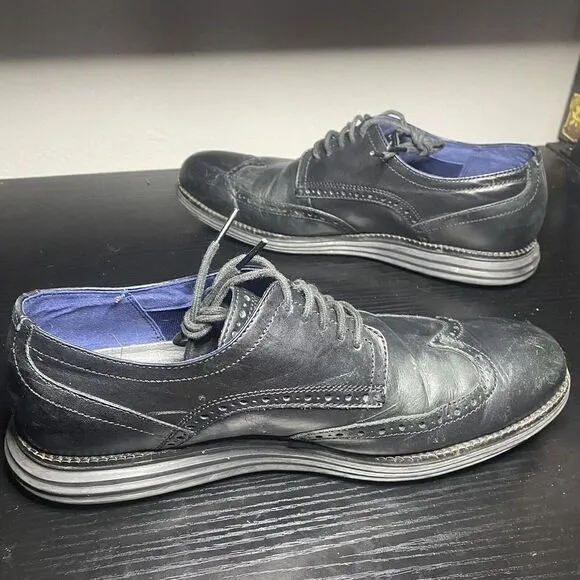 Cole Haan OriginalGrand Wingtip Oxford Black Leather Shoes C27984 Mens Size 9.5