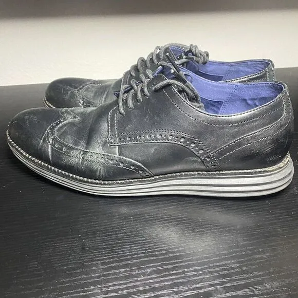 Cole Haan OriginalGrand Wingtip Oxford Black Leather Shoes C27984 Mens Size 9.5
