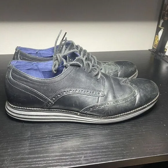 Cole Haan OriginalGrand Wingtip Oxford Black Leather Shoes C27984 Mens Size 9.5