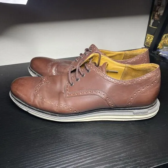 Cole Haan OriginalGrand Wingtip Oxford Shoes Brown Leather C31546 Mens Size 13
