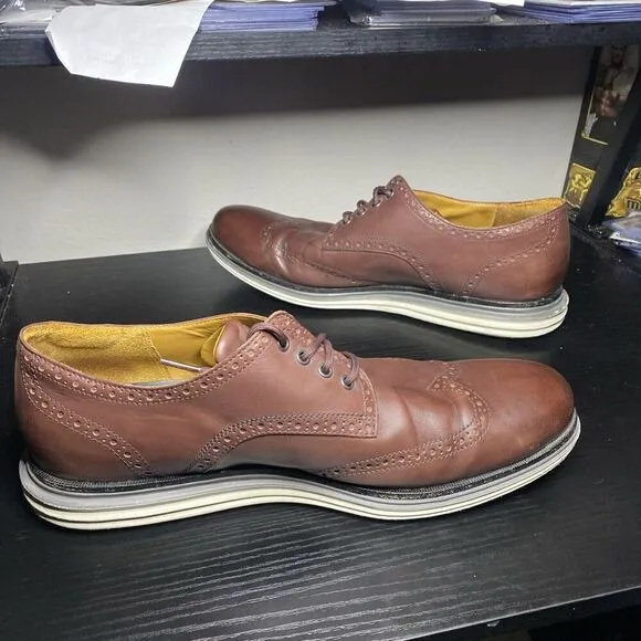 Cole Haan OriginalGrand Wingtip Oxford Shoes Brown Leather C31546 Mens Size 13
