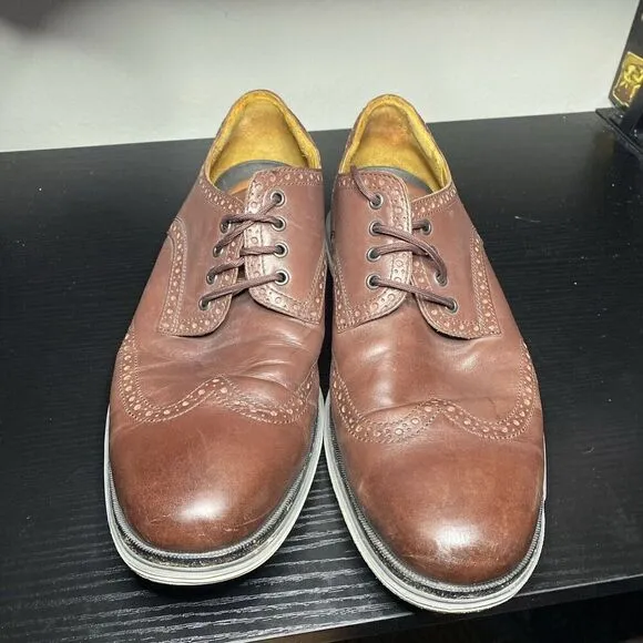 Cole Haan OriginalGrand Wingtip Oxford Shoes Brown Leather C31546 Mens Size 13
