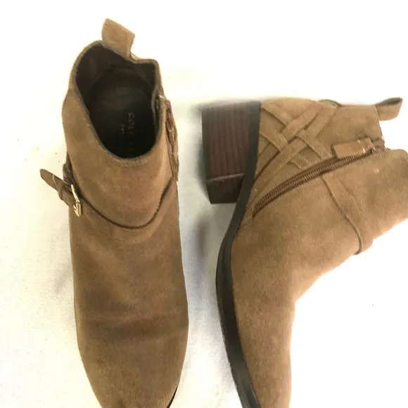 COLE HAAN SHOES LEATHER HEEL ANKLE BOOTIES SIZE 8B