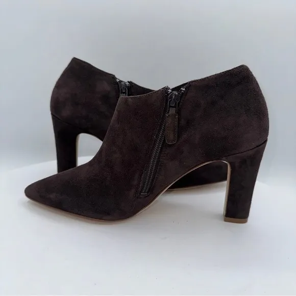 COLE HAAN VESTRY POINTED TOE SUEDE HEEL ANKLE BOOT SZ 8 CLR DK CHOCOLATE BROWN