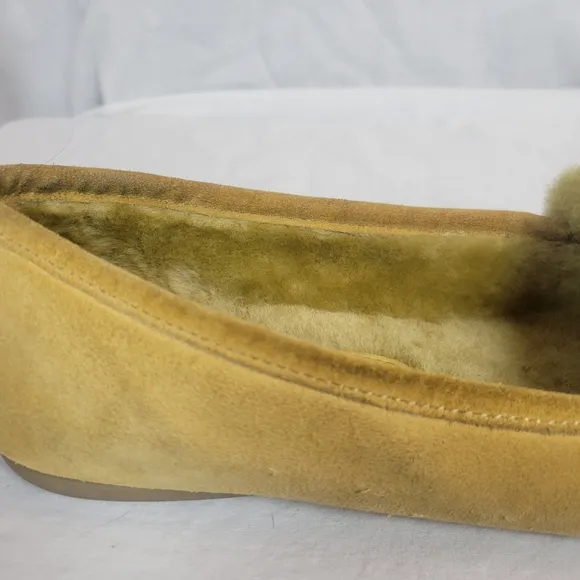 Cole Haan Women's Tan Leather Suede Shearling Moccasins Flats Size 8.5