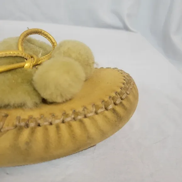 Cole Haan Women's Tan Leather Suede Shearling Moccasins Flats Size 8.5