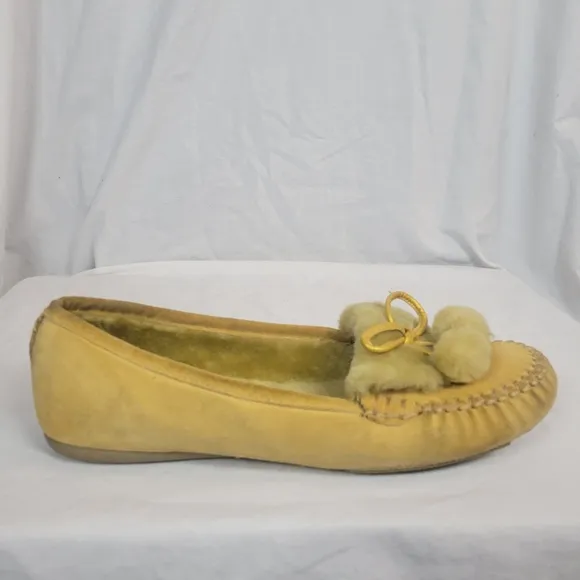 Cole Haan Women's Tan Leather Suede Shearling Moccasins Flats Size 8.5