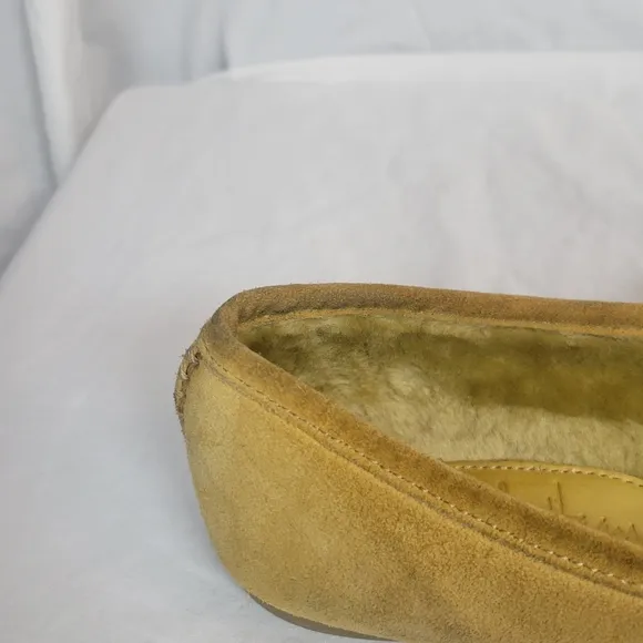 Cole Haan Women's Tan Leather Suede Shearling Moccasins Flats Size 8.5