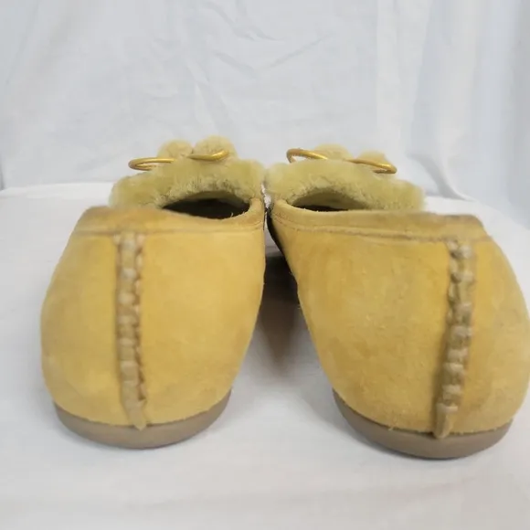 Cole Haan Women's Tan Leather Suede Shearling Moccasins Flats Size 8.5
