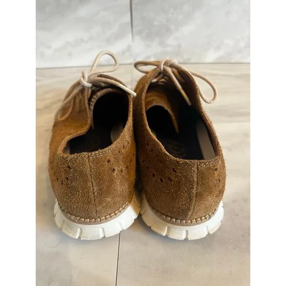 Cole Haan Zero Grand Oxford Shoes Men’s 8.5 Brown Suede Nubuck Leather Wingtip