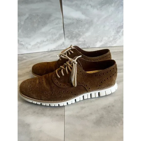 Cole Haan Zero Grand Oxford Shoes Men’s 8.5 Brown Suede Nubuck Leather Wingtip