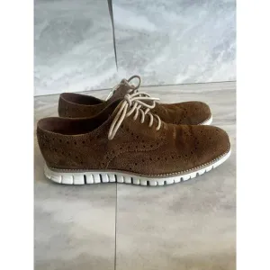 Cole Haan Zero Grand Oxford Shoes Men’s 8.5 Brown Suede Nubuck Leather Wingtip