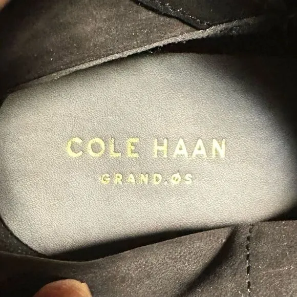 Cole Haan Grandos Size 11B Suede Leather Ankle Booties Black Buckle Heels NWOB
