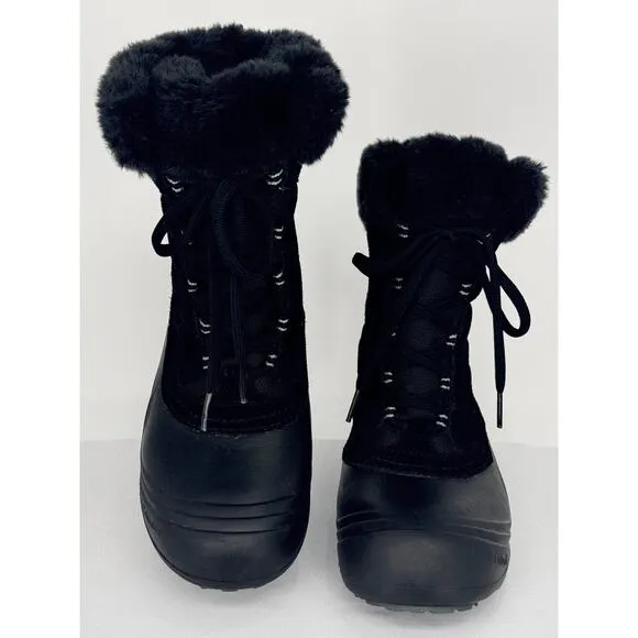 Columbia Sierra Summette Techlite Faux Fur Black Winter Boots Size 7