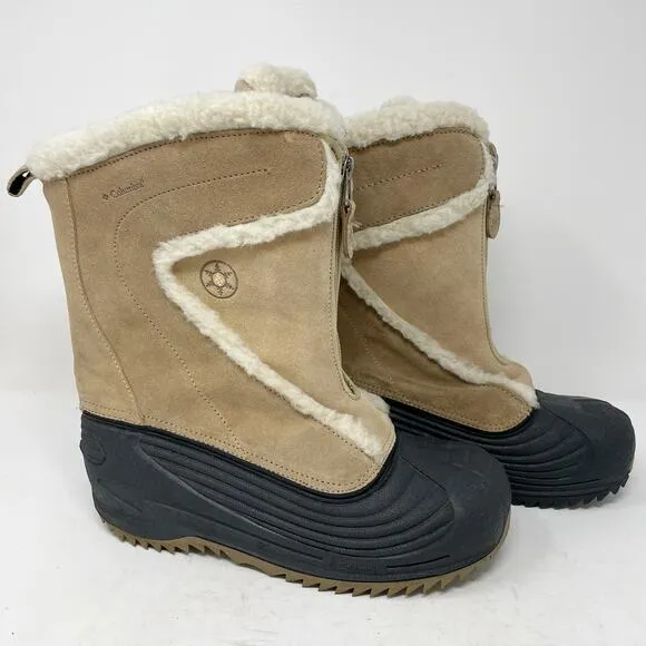 Columbia Tan Powder Bunny Snow Boots Youth 6 Zip