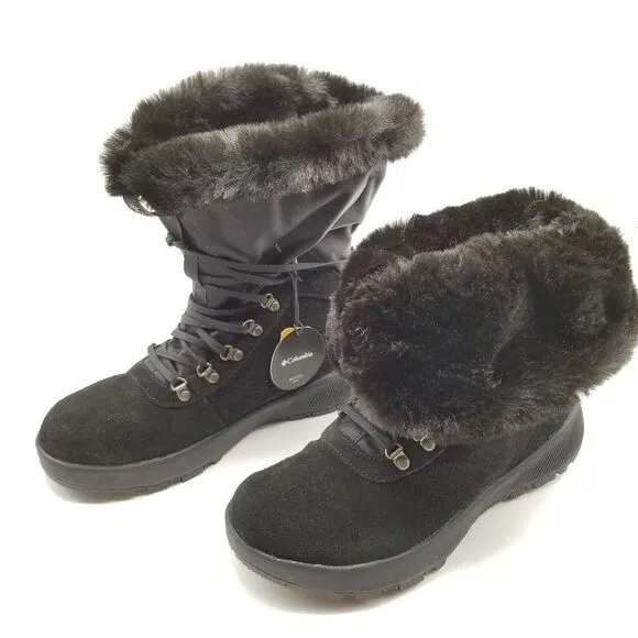 Columbia Womens Slopeside Village Omni-Heat Hi Snow Boots Size 7  8 Black/Mud