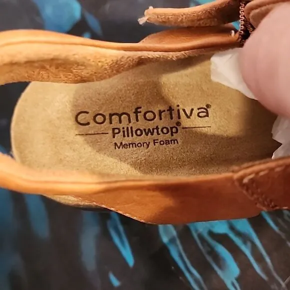 Comfortiva Stylish Tan Leather Sandals 👡 size 10W NWT