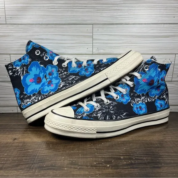 Converse Chuck 70 High Paradise Floral Blue Black Shoes - M 9 - W 11