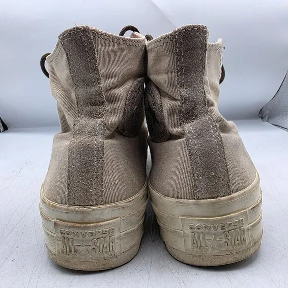 Converse Chuck Taylor Lift Ripple Boot High Top Womens 9 Tan Sneaker Shoes