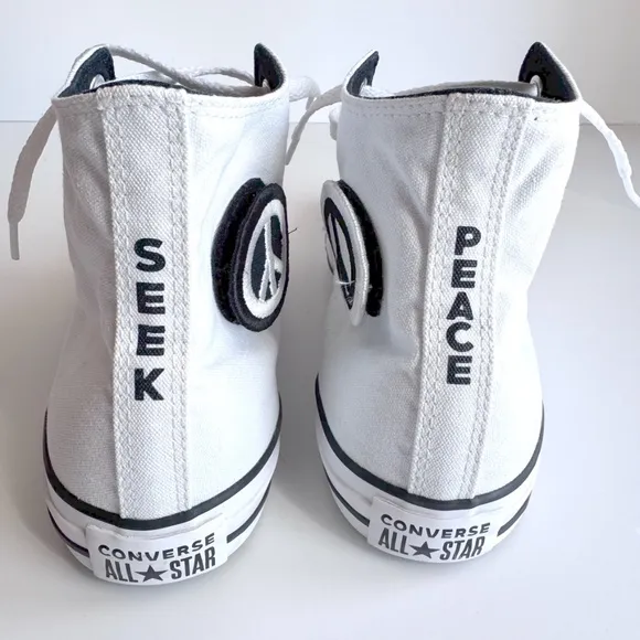 Converse Chuck Taylor Seek Peace Black and White Hightop Sneakers Men's …