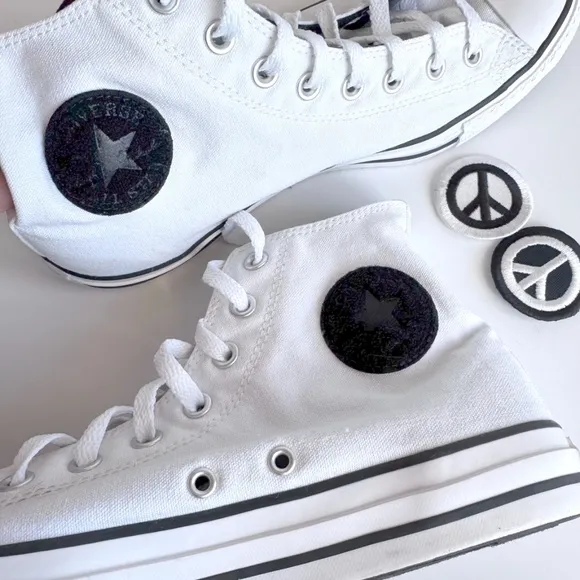 Converse Chuck Taylor Seek Peace Black and White Hightop Sneakers Men's …