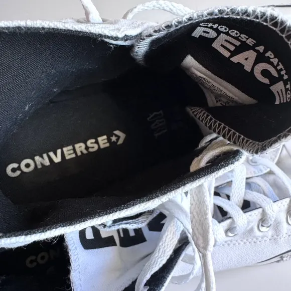 Converse Chuck Taylor Seek Peace Black and White Hightop Sneakers Men's …