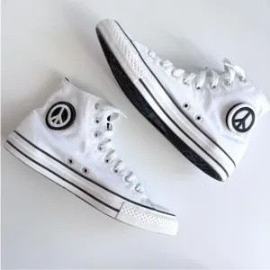 Converse Chuck Taylor Seek Peace Black and White Hightop Sneakers Men's …