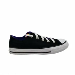 Converse Girls CTAS OX Multi Tongue Black White Night Shade Shoes Size 1