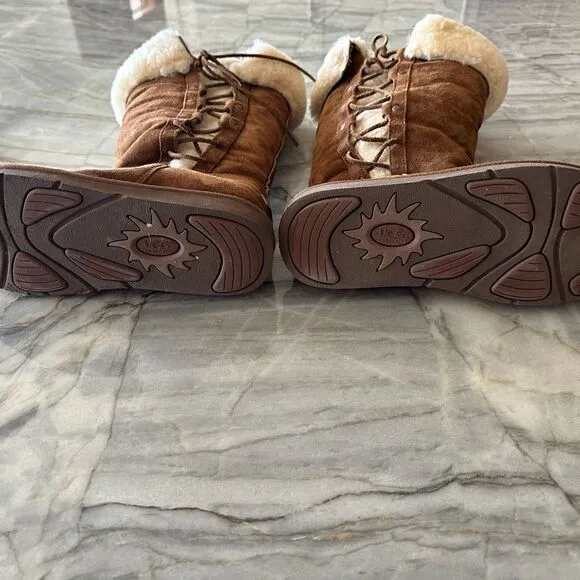 COPY - UGG brown suede and sheepskin snow boots in size 8. Gently worn.
