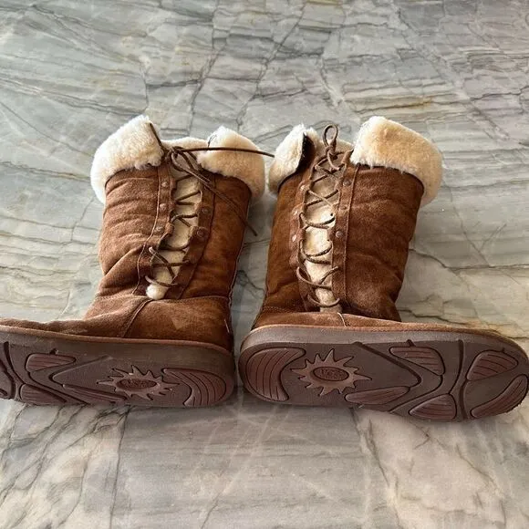 COPY - UGG brown suede and sheepskin snow boots in size 8. Gently worn.