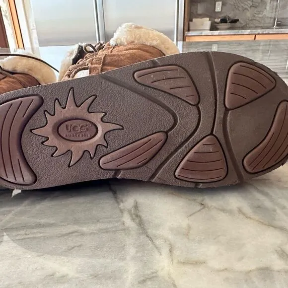 COPY - UGG brown suede and sheepskin snow boots in size 8. Gently worn.