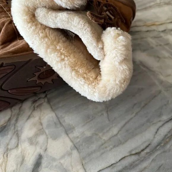 COPY - UGG brown suede and sheepskin snow boots in size 8. Gently worn.