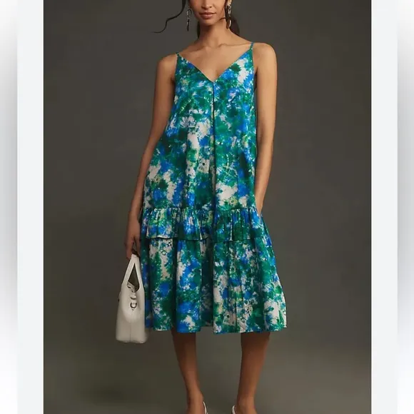 Corey Lynn Calter V-Neck Ruffle Midi Dress